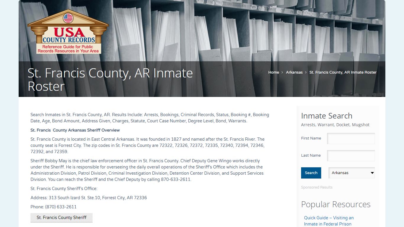 St. Francis County, AR Inmate Roster | Name Search